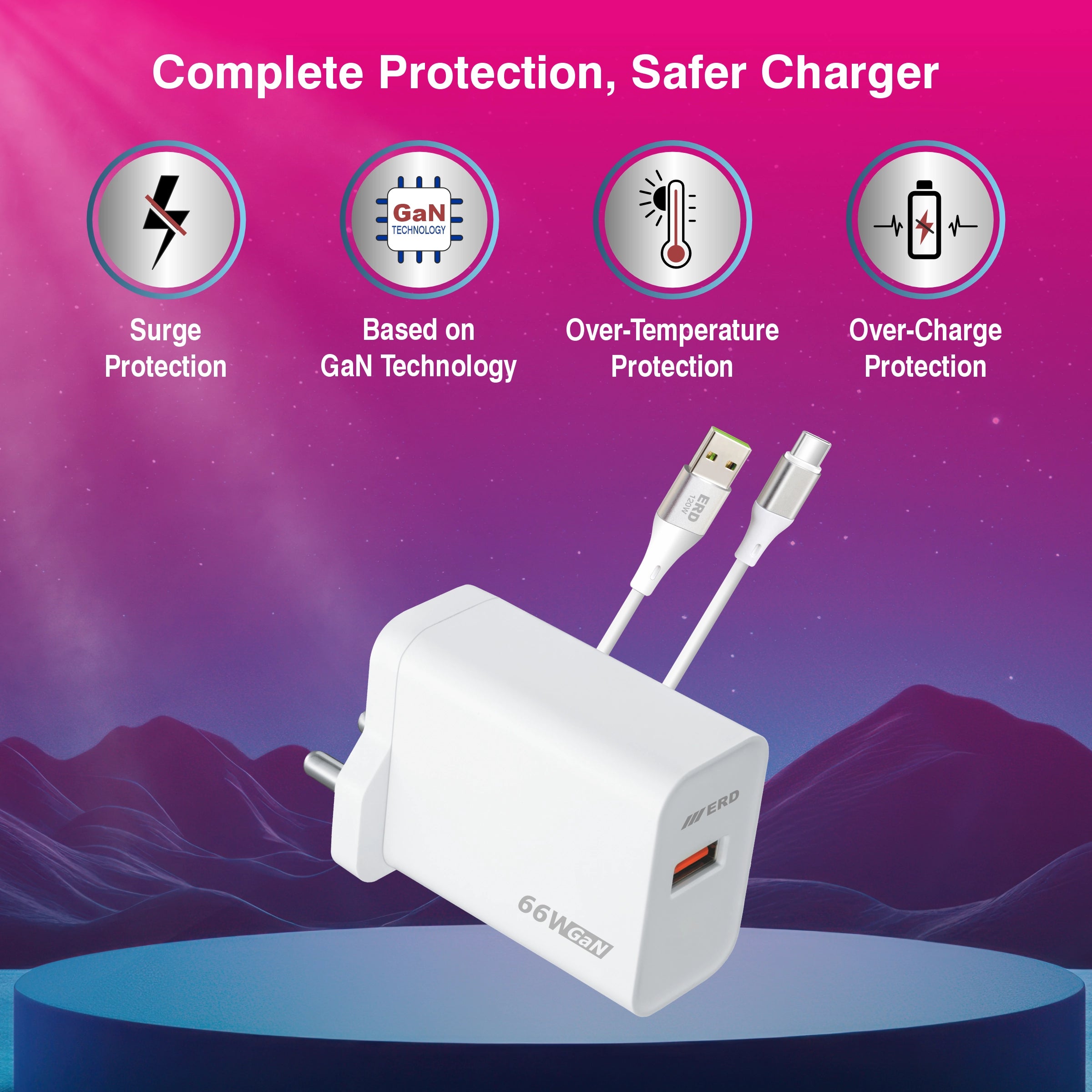 ERD TC-163 CHARGER  USB-C WHITE 66W
